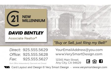 White and Gold Century 21 Real Estate Business Card Design with New C21 Logo 21B