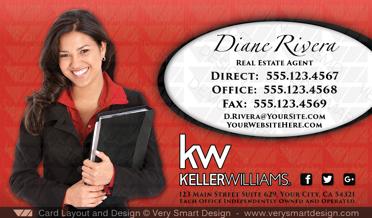 Red and Black Custom Keller Williams Business Card Template for KW USA 12B