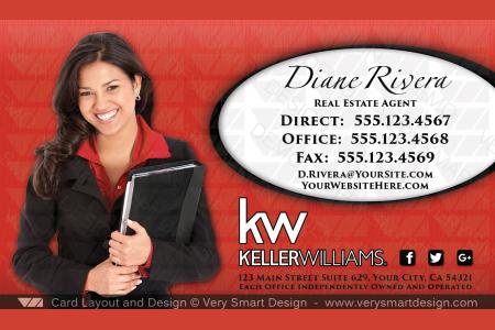 Red and Black Custom Keller Williams Business Card Template for KW USA 12B