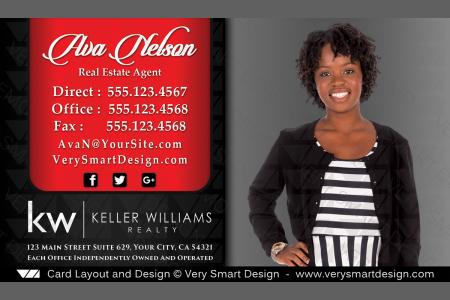 Red and Black Custom Keller Williams Business Card Template for KW Agent 13C
