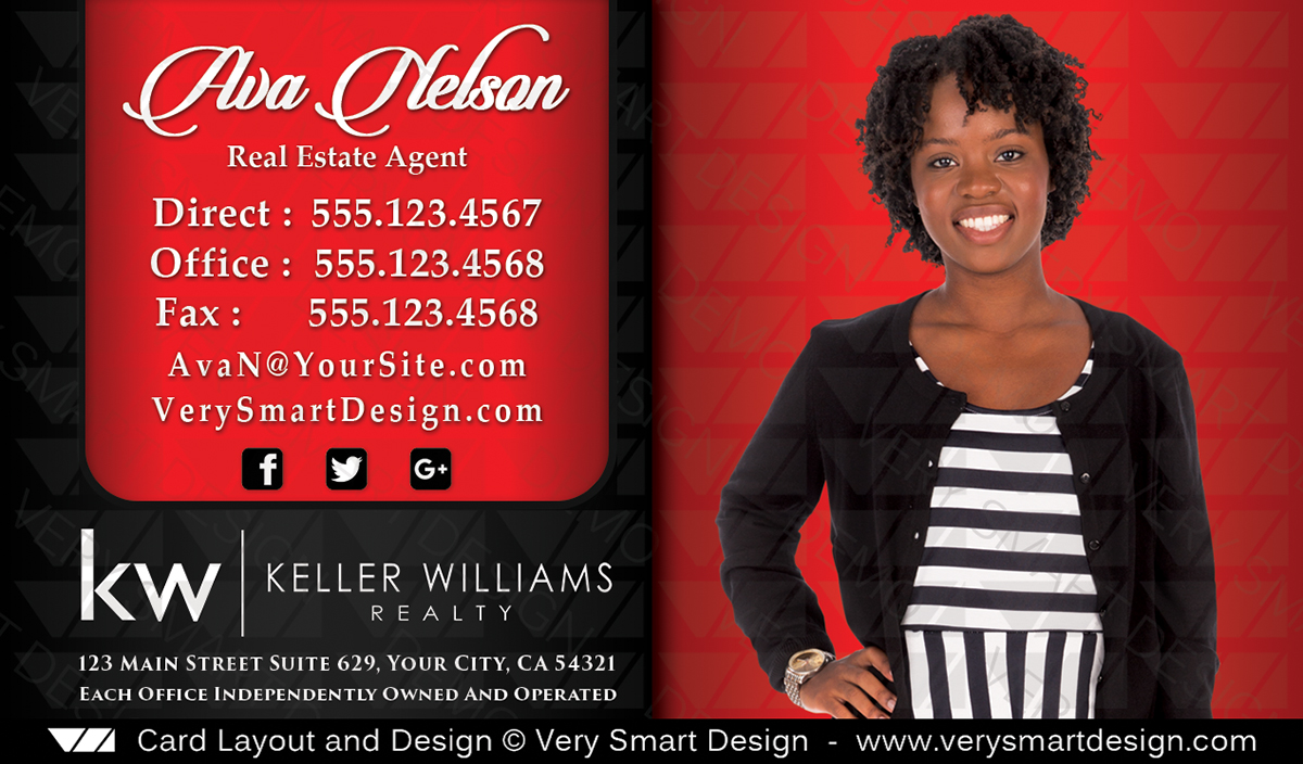 Red and Black Keller Williams Real Estate Business Cards Templates for KW Realtors 13D