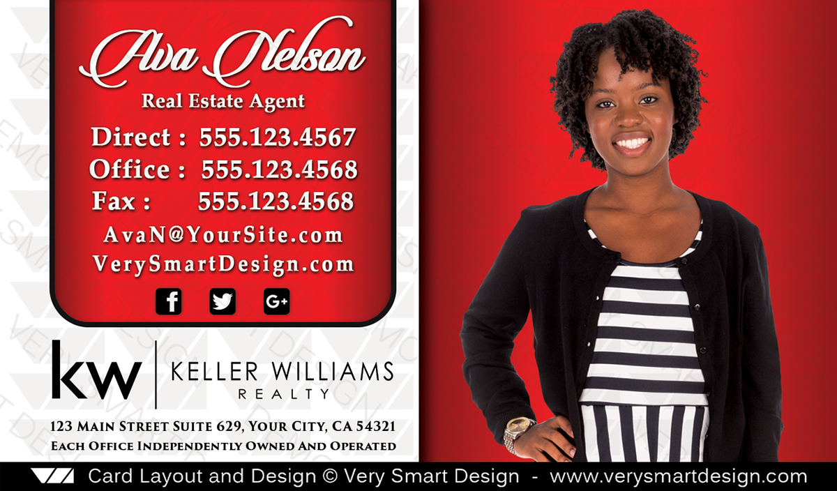 Red and White New Business Cards for Keller Williams Real Estate Agents 2018 13E