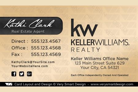 Gold and Black Custom Keller Williams New Real Estate Business Card Designs for KW 18D