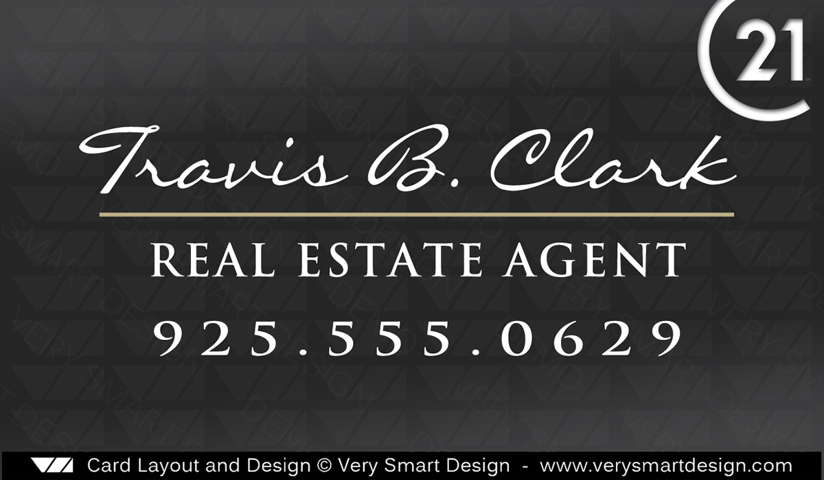 Dark Gray and White Century 21 Business Cards with New Logo for C21 Realtors 19D