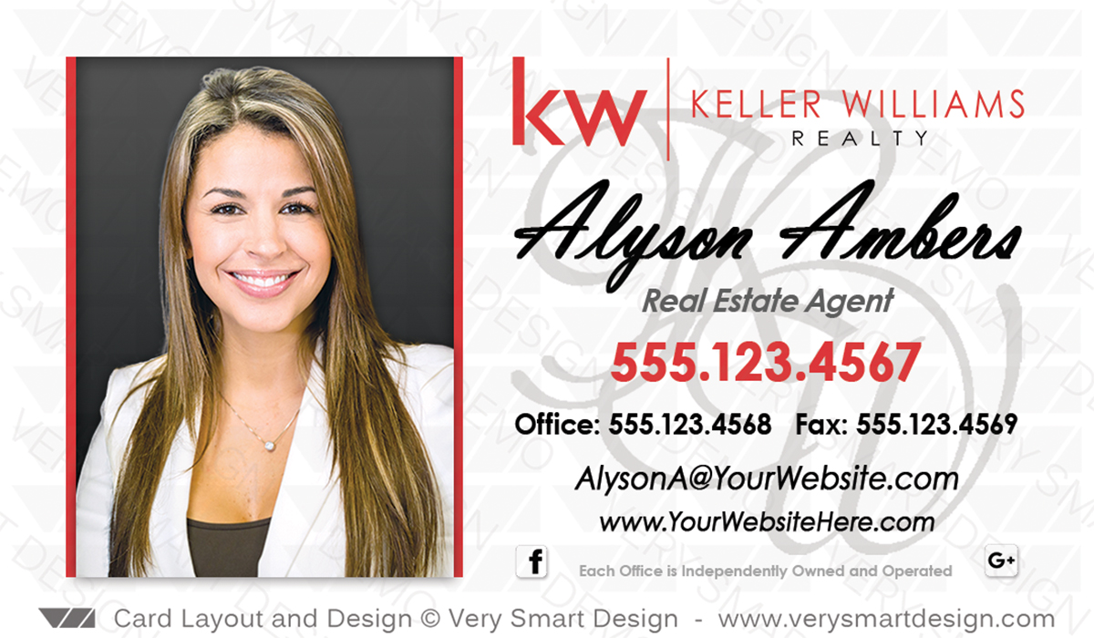 White and Red Keller Williams Realty Business Cards Templates for KW Realtors 5D