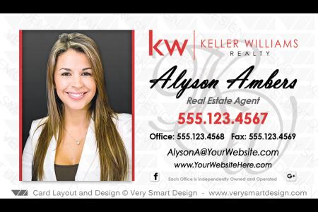 White and Red Keller Williams Realty Business Cards Templates for KW Realtors 5D
